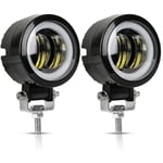 2 pièces moto led travail lumière phare led 20w antibrouillard avec ouverture voiture led ange eye projecteur