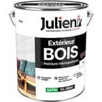 Julien Peinture Bois Microporeux Extérieur Satin - Portes, fenêtres, portails, mobilier de jardin - Blanc 5 L - Blanc