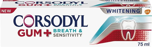 Corsodyl Gum & Breath Sensitivity Whitening Toothpaste for Sensitive Teeth, Neu