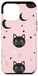 Coque pour iPhone 12 Pro Max Rose Art Déco Pois Phases de Lune Cristal Sorcière Noir