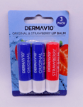 Derma V10 Lip Balm  2 Original + 1 Strawberry - Free Post and Pack