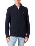 GANT Men's Cotton Pique Halfzip, Evening Blue, XS