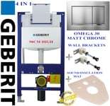 Geberit Duofix 98cm wall hung toilet frame +OMEGA PLATE + WALL BRACKETS & MAT