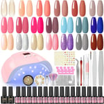 Complete semi permanent nail kit, 20 colors semi permanent nail polish 36W LED nail lamp