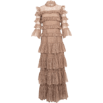 Carmine Long Sleeve Maxi Lace Dress - Greige