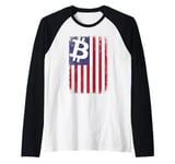 BTC Bitcoin American Flag Crypto Revolution Raglan Baseball Tee