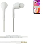 Headphones for Samsung Galaxy A40s headset in ear plug white