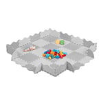 Relaxdays Tapis de Sol Puzzle 36 pièces, Mousse EVA, sans polluants, 1,4 m2, Dalle Jeu bébé Bord, Gris/Blanc