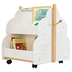 Labebe-Étagère Livre, Bibliothèque Rangement Bois, 2-en-1 Mini Étagère pour Enfant Garçon et Fille de 1-5 Ans, Basse et Massif, Salon Chambre, Cadeau d'anniversaire pour Enfants – Blanche Oiseau