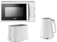 Swan Windsor White Kettle  2 Slice Toaster  & 700W 20L Manual Microwave Set