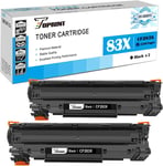 Cartouches De Toner Compatibles 83X Cf283X ( 83A Cf283A ) Haute Capacité 2200 Pages 2 Noirs Pour Hp Laserjet Pro M201 M201D M201Dw M201N M225 M225Dn M225Dw M125 M125Nw M127 M127Fs [DYJ074024]