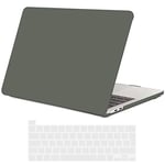 TECOOL Coque Compatible avec MacBook Pro 16 Pouces 2020 2019 (A2141) avec Touch Bar, Coque Rigide en Plastique Fine et Protection Clavier (UE AZERTY), Vert Armée