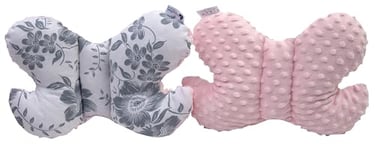 Medi Partner Oreiller pour bébé Papillon 100% coton en peluche Minky pour enfant soutien du cou pour voiture poussette voyage sommeil oreiller cervical rouleau de répétition