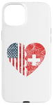 iPhone 15 Plus Swiss American Flags Heart | United States Switzerland Roots Case