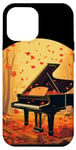 Coque pour iPhone 15 Plus Joli piano profond en automne pour les amateurs de feuilles tombantes