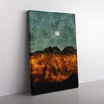 Big Box Art Moon Over The Mountains in Italy Painting Canvas Wall Art Print Ready to Hang Picture, 76 x 50 cm (30 x 20 Inch), White, Grey, Brown