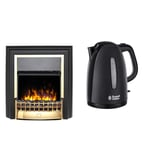 Dimplex Cheriton Deluxe Freestanding Optiflame Electric Fire & Russell Hobbs Textures Electric 1.7L Cordless Kettle