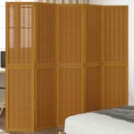 Room Divider 5 Panels Brown Solid Wood Paulownia vidaXL