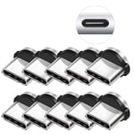 10 st/ set Rund magnetisk kabelkontakt 8-stifts typ-c-kontakter Snabbladdning Telefon Magnet Laddare silver