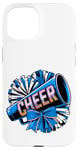 Coque pour iPhone 15 Mégaphone Bleu et Pompons de l'Équipe de Cheerleading