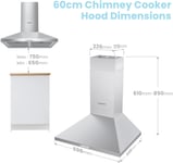 COMFEE' 60 cm Chimney Cooker Hood Stainless Steel Extractor Hood with LED and &