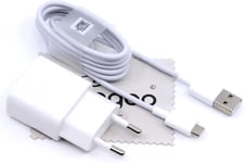 Chargeur Pour Huawei + Câble De Données Chargeur Blanc Micro-Usb Pour Huawei P10 Lite, P9 Lite, P8 Max, P8 Lite 2017, P8 Lite, P8 Avec Chiffon De Nettoyage D'écran