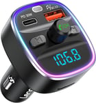 FM Transmitter, Bluetooth Wireless Radio Adapter with 2 USB Ports Car Charger