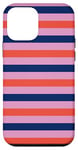 Coque pour iPhone 12 mini Rose Orange rayé Girly Esthétique Preppy Blue Navy Stripes