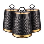 Tower Empire Set of 3 Canisters Black