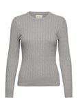 Stretch Cotton Cable C-Neck Grey GANT