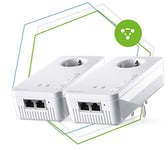 devolo Adaptateur WiFi en Maille, kit de démarrage WLAN 2 jusqu'à 1200 Mbit/s, réseau WLAN Mesh, 4 Ports Gigabit LAN, Prise Wi-FI, dLAN 2.0, Blanc