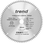 Trend Craft Pro CSB/CC30578T Lame de scie à onglet à lame fine pour scie à onglet sans fil DeWalt, 305 mm x 78 dents x 30 mm, alésage en carbure de tungstène, pointe en carbure de tungstène, CSB/CC30578T