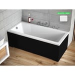 Baignoire rectangulaire - avec Tablier Noir Mat et Repose Tête offert modern 170x70 - Noir