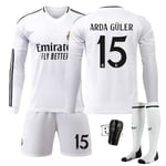 Real Madrid Barn Hemmaställ 2024-2025 Höst & Vinter Nr 15 Strumpor + Skydd 3XL ARDA GULER No 2 socks 22