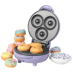 Petra PT5535BLVDE Gaufrier de fête 3 en 1 : mini-encas, 3 plaques antiadhésives amovibles 11,8 cm, préchauffage 3 min, gaufrier compact, machine à donuts, nettoyage facile, 400 W, violet pastel