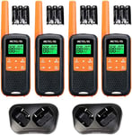 Retevis RT649 Walkie Talkie, IP65 Waterproof, PMR446 License-Free 16 Channels, VOX CTCSS/DCS, LED Flashlight, 3AA Rechargeable Battery, Long Range Walkie Talkies Gift for Family Activities (4PCS)