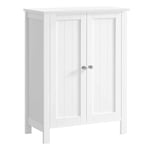 VASAGLE Meuble Salle de Bain sur Pieds, Armoire de Rangement, Placard avec 2 Étagères Réglables, 30 x 60 x 80 cm, Blanc BCB60W