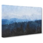 Church Beyond The Forest Painting Modern Art Canvas Wall Art Print Ready to Hang, Framed Picture for Living Room Bedroom Home Office Décor, 30x20 Inch (76x50 cm)