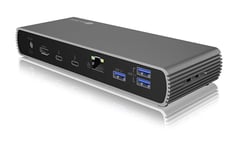 ICY BOX Thunderbolt 4 Docking Station (10-en-1), Station d'accueil avec 2 sorties (4K 60Hz), 2 Ports TB4 (40 Gbit/s), 4 Ports USB 3.2 Gen 2 (10 Gbit/s) pour Windows & MacBook Pro / Air et plus