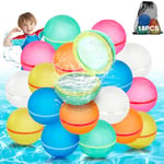 Lot de 18 bombes à eau réutilisables à fermeture automatique - Jouets aquatiques d'extérieur en été pour les fêtes, les parcs aquatiques