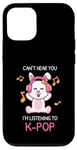 Coque pour iPhone 12/12 Pro Cadeau Kpop Bunny avec inscription « Can't Hear You I'm Listening To K-pop »