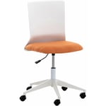 Décoshop26 - Chaise de bureau sur roulettes moderne pivotante hauteur réglable plastique blanc et tissu orange BUR10491