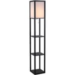 Homcom - Lampadaire étagère lampe étagère 26L x 26l x 160H cm 3 étagères 4 niveaux mdf noir