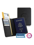 Satechi Vegan-Leather Passport Cover with Find My tracker - Black