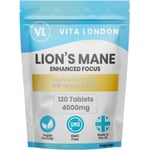 Lions Mane Mushroom 4000mg 120 Tablets (Not Capsules Or Gummies) Focus Brain