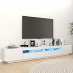 Meuble tv avec lumières led Banc tv Armoire de rangement Blanc brillant 260x35x40 cm 99794