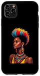 Coque pour iPhone 11 Pro Max Rainbow Dashiki Cheveux naturels pour femme tribale africaine