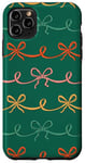 Coque pour iPhone 11 Pro Max Kelly Green Noeuds Coquette de Noël esthétique