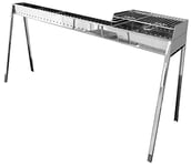 Barbecue à charbon 120 cm Milano Grill 100 + 40 Plus (140 cm) en acier inoxydable miroir