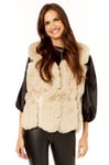 Gini London Womens Patch Fur Cropped Gilet - Beige - Size XL/2XL